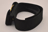 Auth Salvatore Ferragamo Vara Ribbon Canvas Leather Belt 23-26.6" Black 6871I