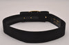 Auth Salvatore Ferragamo Vara Ribbon Canvas Leather Belt 23-26.6" Black 6871I