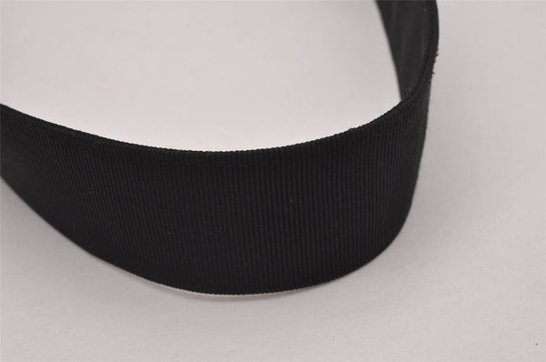 Auth Salvatore Ferragamo Vara Ribbon Canvas Leather Belt 23-26.6" Black 6871I