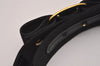 Auth Salvatore Ferragamo Vara Ribbon Canvas Leather Belt 23-26.6" Black 6871I