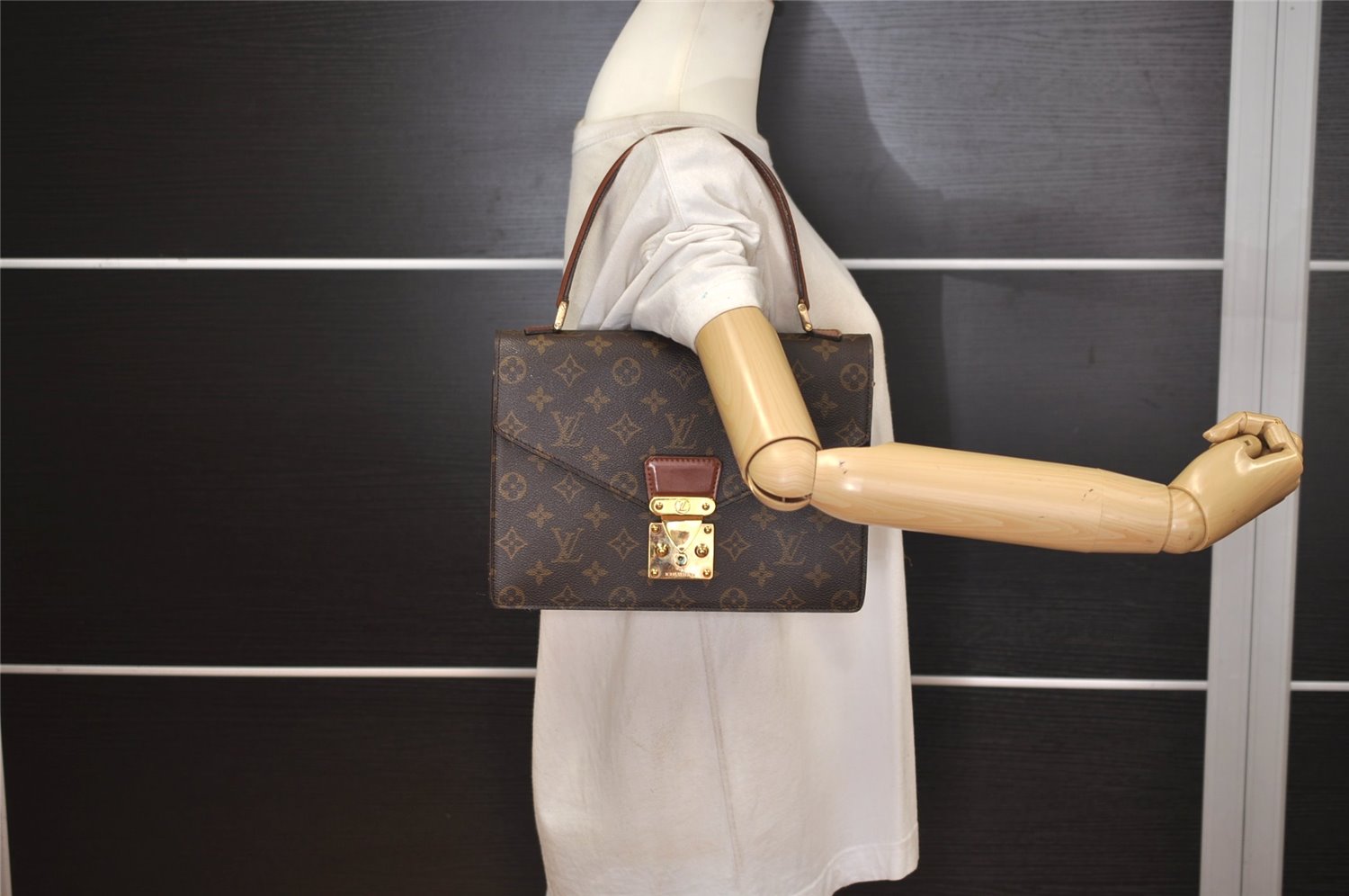 Authentic Louis Vuitton Monogram Concorde Hand Bag Purse M51190 LV 6872J