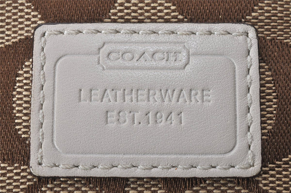 Authentic COACH Signature Shoulder Crossbody Bag Canvas Leather 6451 Brown 6874I