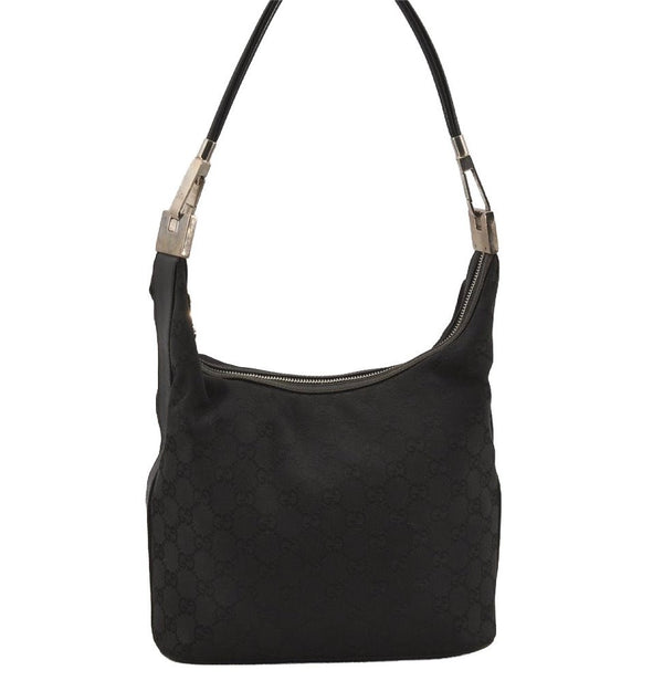 Authentic GUCCI Vintage Shoulder Bag Purse GG Canvas Leather 0013814 Black 6876J