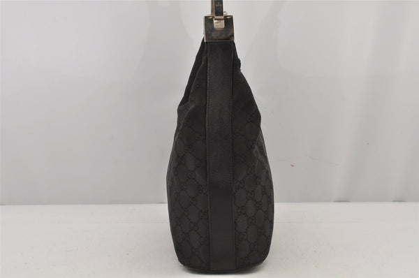 Authentic GUCCI Vintage Shoulder Bag Purse GG Canvas Leather 0013814 Black 6876J