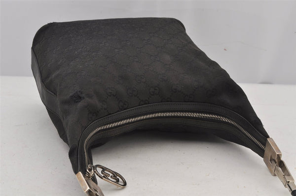 Authentic GUCCI Vintage Shoulder Bag Purse GG Canvas Leather 0013814 Black 6876J
