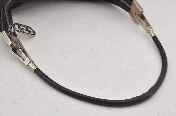 Authentic GUCCI Vintage Shoulder Bag Purse GG Canvas Leather 0013814 Black 6876J