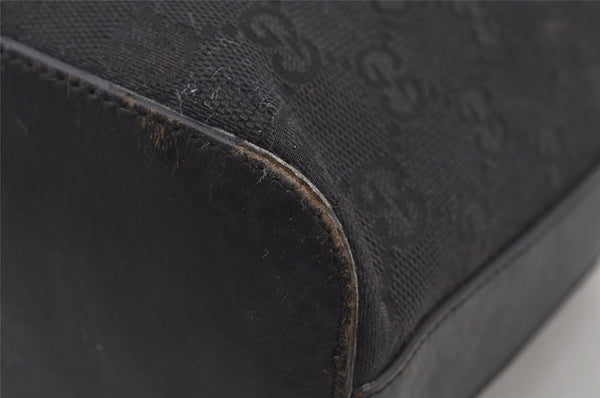 Authentic GUCCI Vintage Shoulder Bag Purse GG Canvas Leather 0013814 Black 6876J