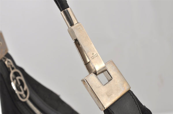 Authentic GUCCI Vintage Shoulder Bag Purse GG Canvas Leather 0013814 Black 6876J