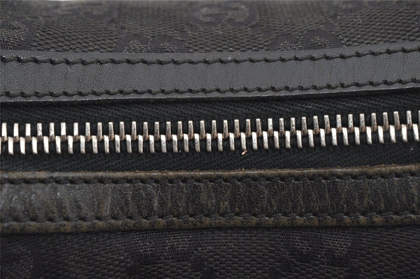 Authentic GUCCI Vintage Shoulder Bag Purse GG Canvas Leather 0013814 Black 6876J