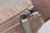 Authentic Christian Dior Trotter Shoulder Cross Bag Canvas Leather Pink 6877J