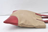 Authentic PRADA Vintage Canvas Leather Shoulder Tote Bag Beige Red 6878K