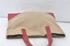 Authentic PRADA Vintage Canvas Leather Shoulder Tote Bag Beige Red 6878K