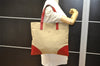 Authentic PRADA Vintage Canvas Leather Shoulder Tote Bag Beige Red 6878K