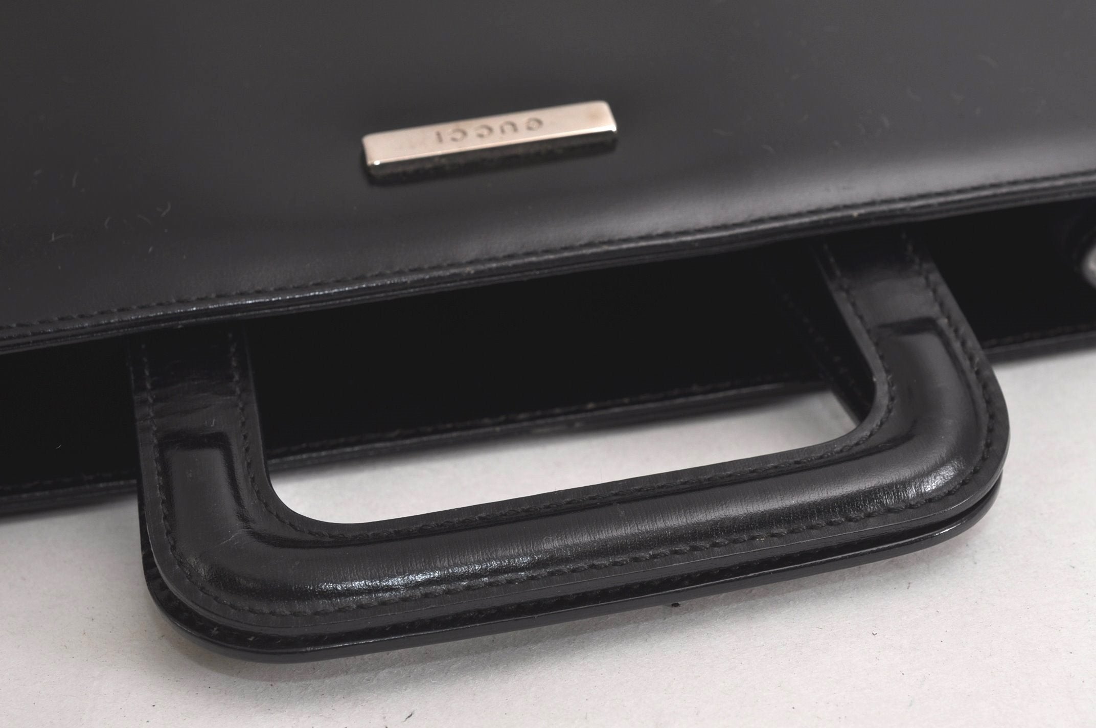 Authentic GUCCI Vintage 2in1 Hand Bag Vinyl Leather Clear Junk 6880J