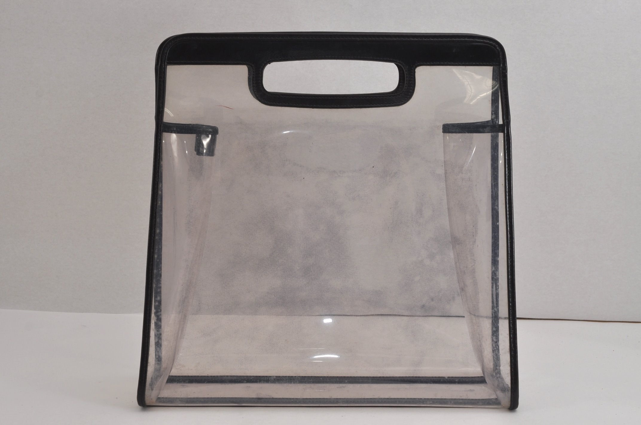 Authentic GUCCI Vintage 2in1 Hand Bag Vinyl Leather Clear Junk 6880J