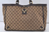 Authentic GUCCI Abbey Shoulder Tote Bag GG Canvas Leather 141472 Brown 6882K