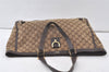 Authentic GUCCI Abbey Shoulder Tote Bag GG Canvas Leather 141472 Brown 6882K