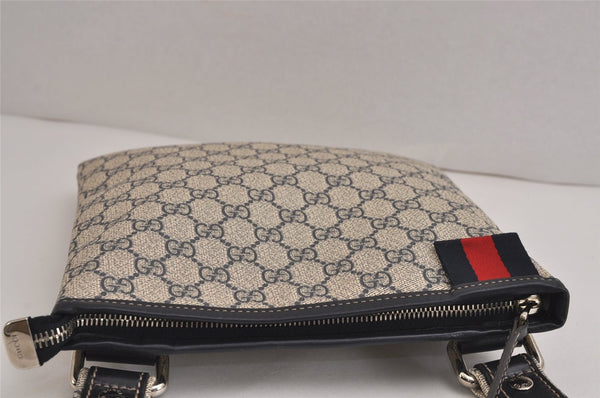 Authentic GUCCI Sherry Line Shoulder Cross Bag GG PVC Leather 246413 Navy 6883J