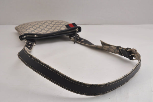 Authentic GUCCI Sherry Line Shoulder Cross Bag GG PVC Leather 246413 Navy 6883J