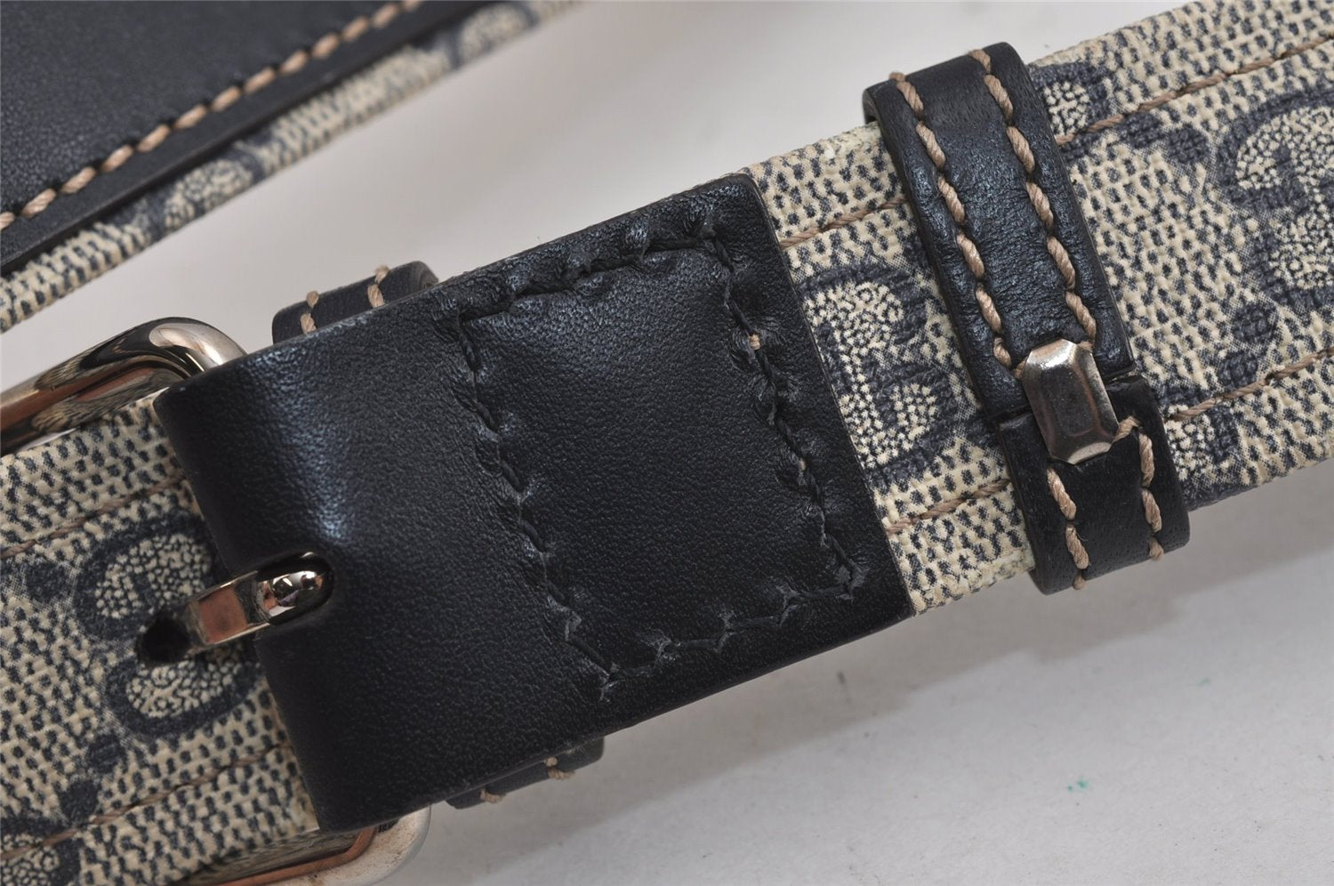 Authentic GUCCI Sherry Line Shoulder Cross Bag GG PVC Leather 246413 Navy 6883J