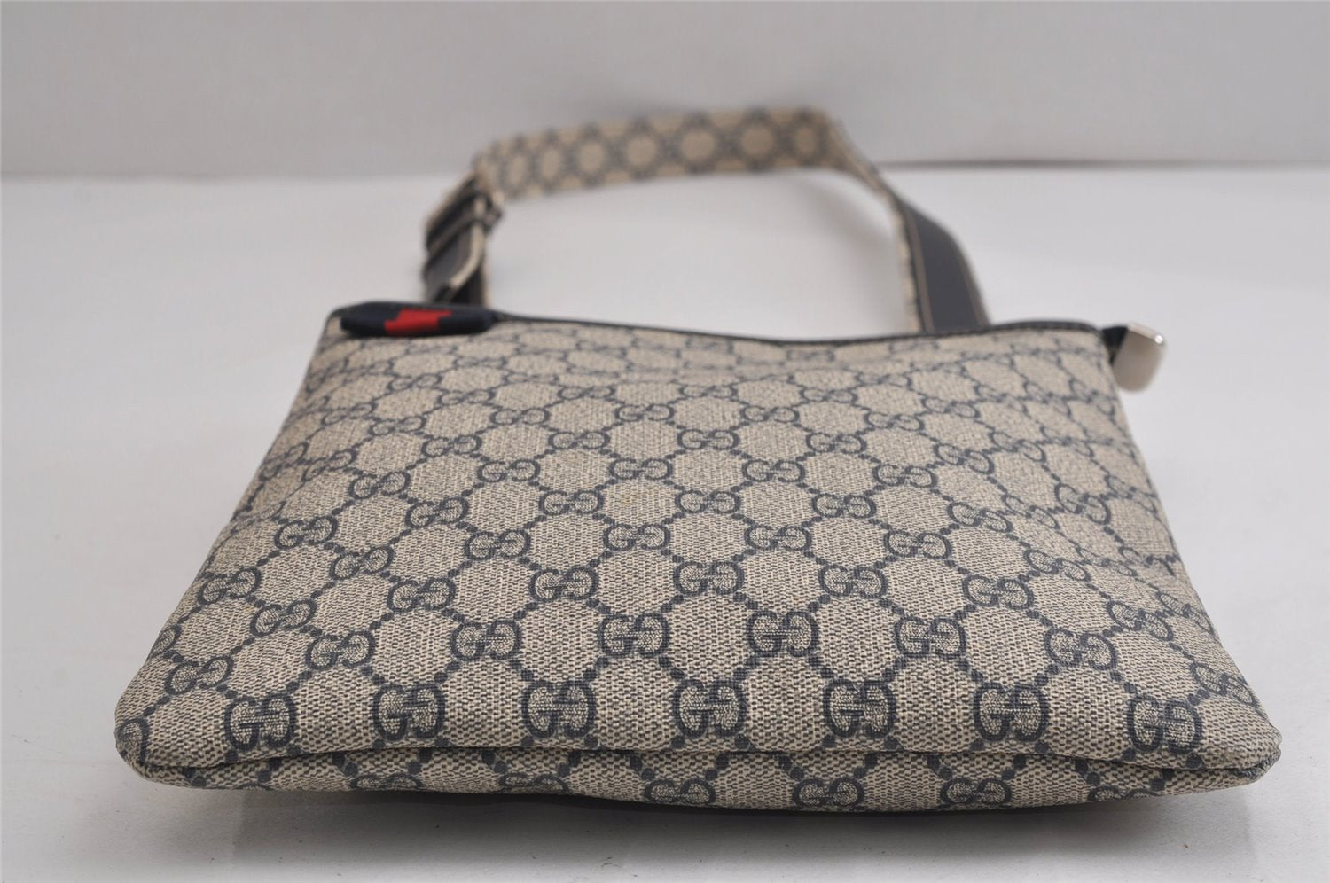 Authentic GUCCI Sherry Line Shoulder Cross Bag GG PVC Leather 246413 Navy 6883J