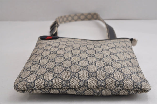 Authentic GUCCI Sherry Line Shoulder Cross Bag GG PVC Leather 246413 Navy 6883J