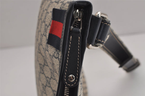 Authentic GUCCI Sherry Line Shoulder Cross Bag GG PVC Leather 246413 Navy 6883J
