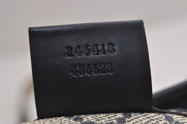 Authentic GUCCI Sherry Line Shoulder Cross Bag GG PVC Leather 246413 Navy 6883J