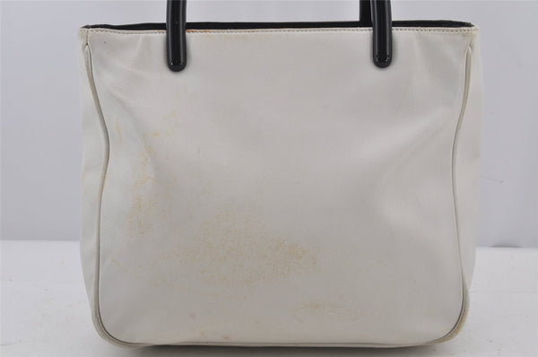 Authentic PRADA NAPPA PLEX Leather Plastic Hand Bag Purse B8464 White 6884J