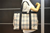 Authentic BURBERRY Vintage Nova Check Nylon Tote Hand Bag Beige 6884K