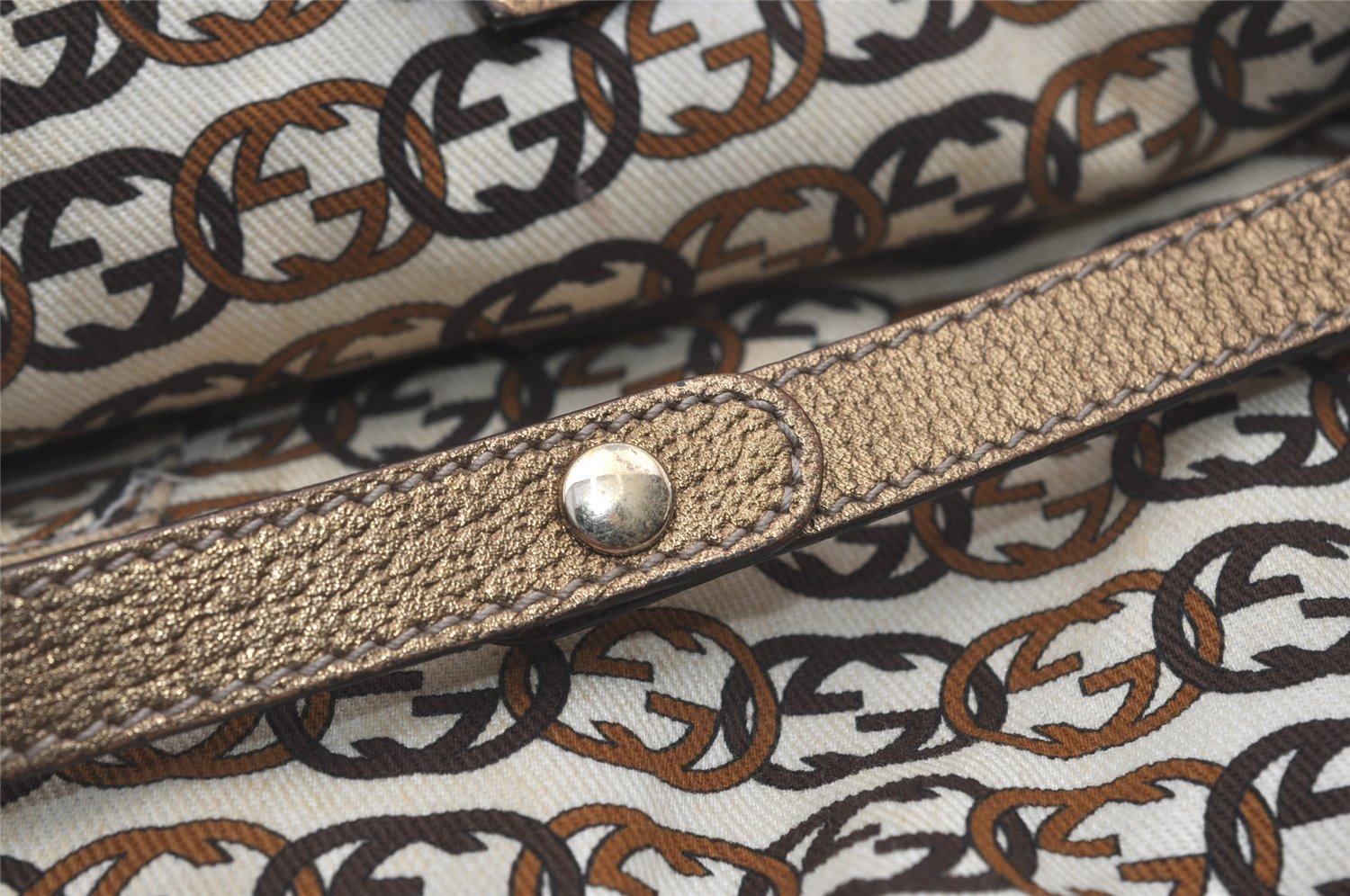 Authentic GUCCI Princy GG Canvas Leather Shoulder Tote Bag 163805 Beige 6886I