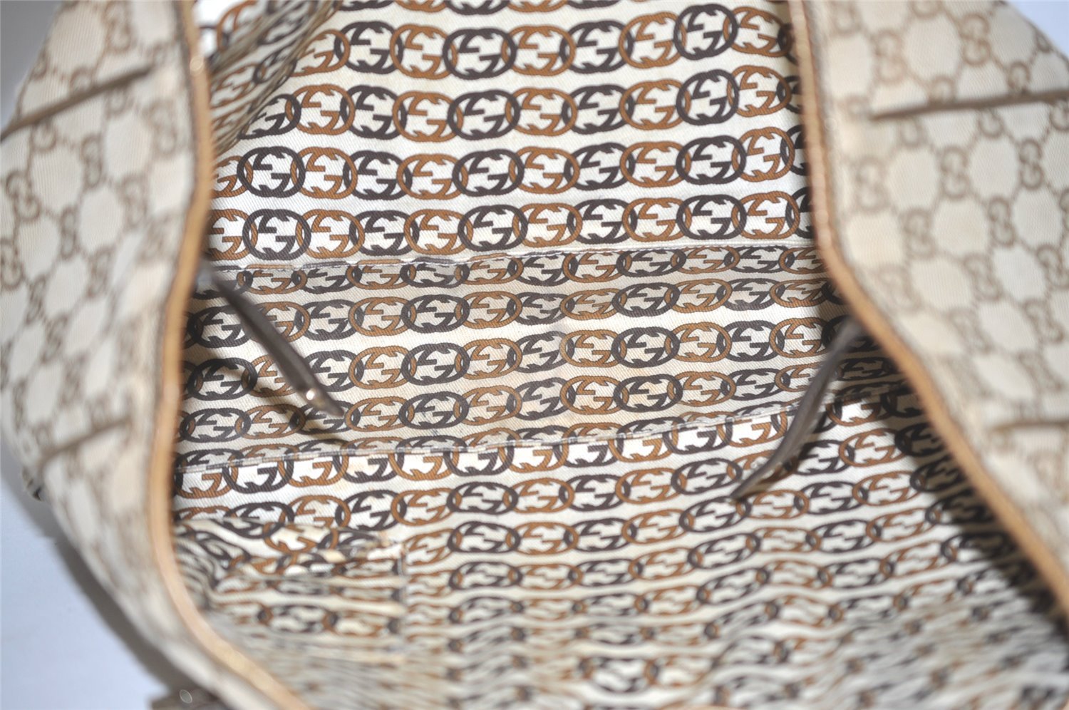 Authentic GUCCI Princy GG Canvas Leather Shoulder Tote Bag 163805 Beige 6886I