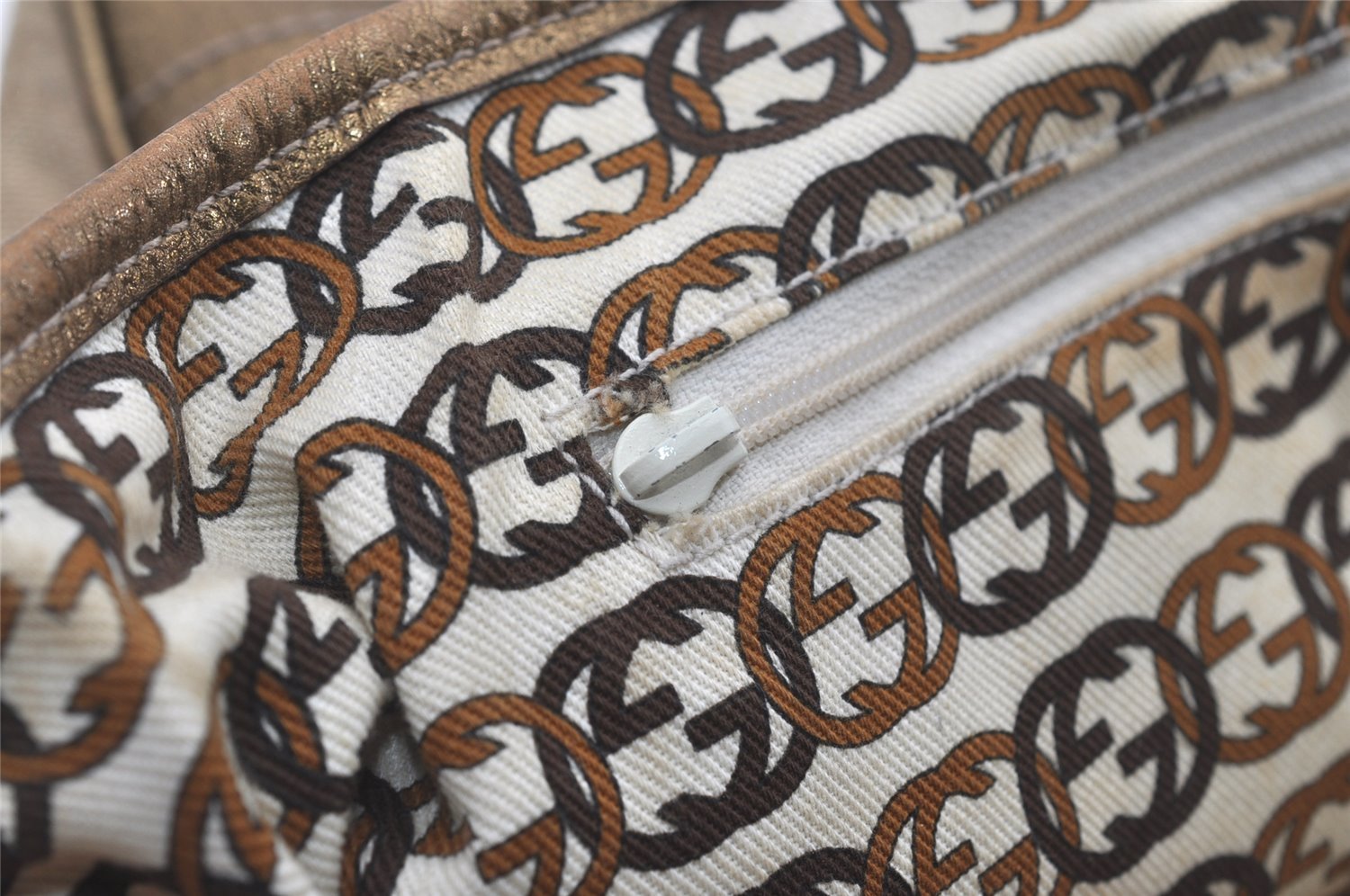 Authentic GUCCI Princy GG Canvas Leather Shoulder Tote Bag 163805 Beige 6886I