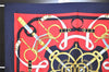 Authentic HERMES Carre 90 Scarf "Eperon d' or" Silk Navy 6886J