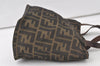 Authentic FENDI Vintage Zucca Tote Hand Bag Purse Nylon Leather Brown 6886K