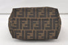 Authentic FENDI Vintage Zucca Tote Hand Bag Purse Nylon Leather Brown 6886K