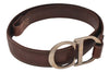 Authentic Christian Dior Belt Leather Size 85cm 33.5inches Brown CD 6887I