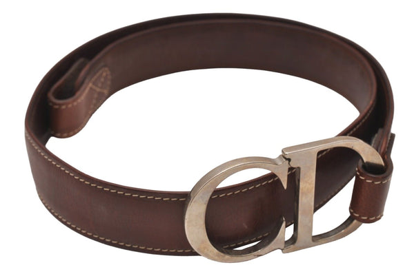 Authentic Christian Dior Belt Leather Size 85cm 33.5inches Brown CD 6887I