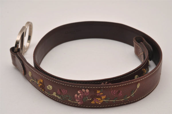 Authentic Christian Dior Belt Leather Size 85cm 33.5inches Brown CD 6887I