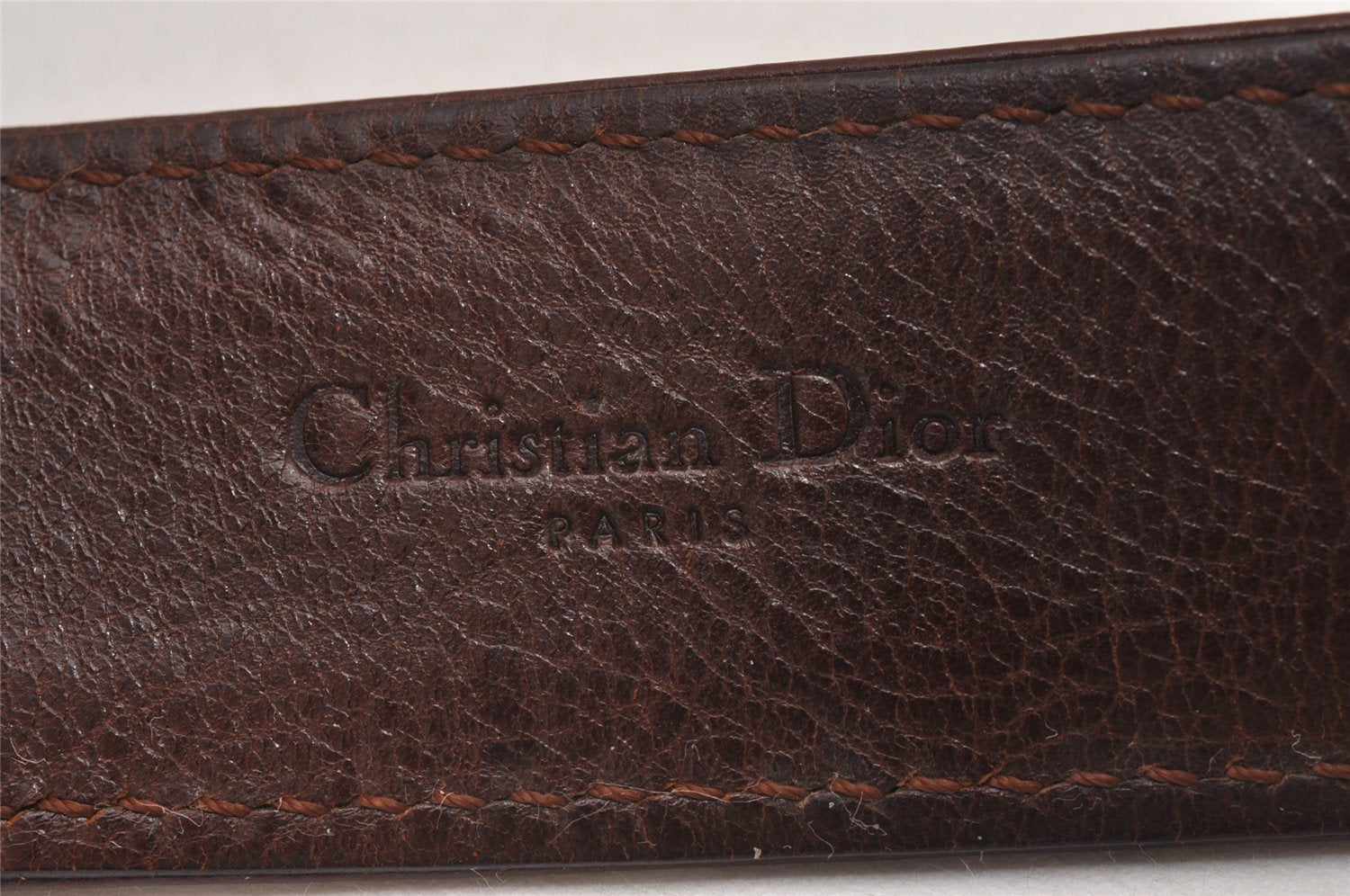 Authentic Christian Dior Belt Leather Size 85cm 33.5inches Brown CD 6887I