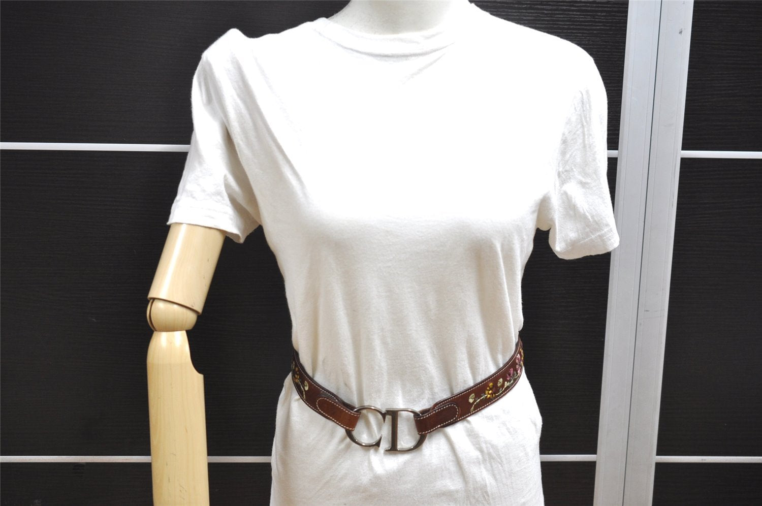 Authentic Christian Dior Belt Leather Size 85cm 33.5inches Brown CD 6887I