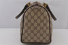 Authentic GUCCI Web Sherry Line Hand Boston Bag GG PVC Leather Brown Junk 6887J