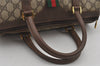 Authentic GUCCI Web Sherry Line Hand Boston Bag GG PVC Leather Brown Junk 6887J