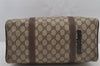 Authentic GUCCI Web Sherry Line Hand Boston Bag GG PVC Leather Brown Junk 6887J