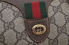 Authentic GUCCI Web Sherry Line Hand Boston Bag GG PVC Leather Brown Junk 6887J