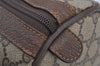 Authentic GUCCI Web Sherry Line Hand Boston Bag GG PVC Leather Brown Junk 6887J