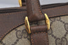 Authentic GUCCI Web Sherry Line Hand Boston Bag GG PVC Leather Brown Junk 6887J
