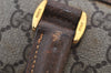 Authentic GUCCI Web Sherry Line Hand Boston Bag GG PVC Leather Brown Junk 6887J