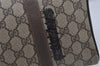 Authentic GUCCI Web Sherry Line Hand Boston Bag GG PVC Leather Brown Junk 6887J