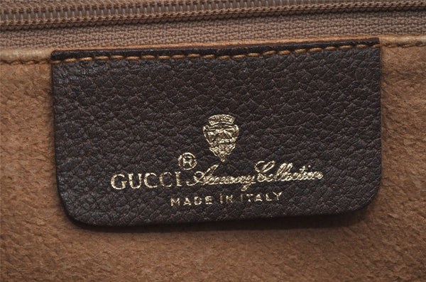 Authentic GUCCI Web Sherry Line Hand Boston Bag GG PVC Leather Brown Junk 6887J